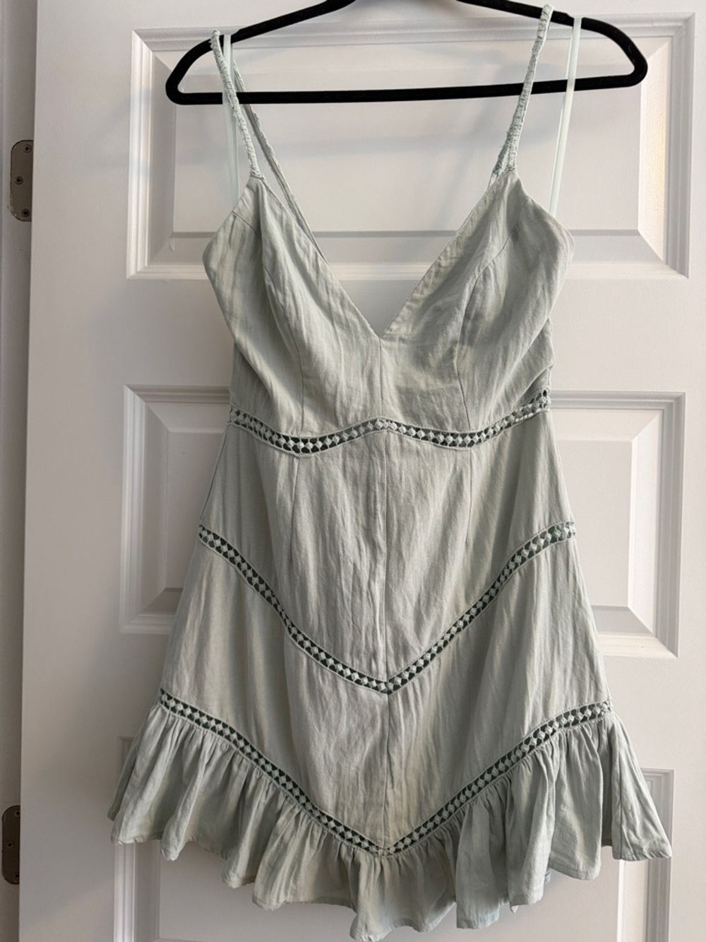 Light Green Sage Spaghetti Strap Hello Molly Mini Dress